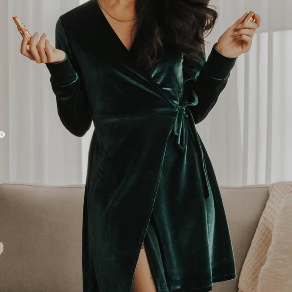 From Rachel | Ellie Green Velvet Dress | XS